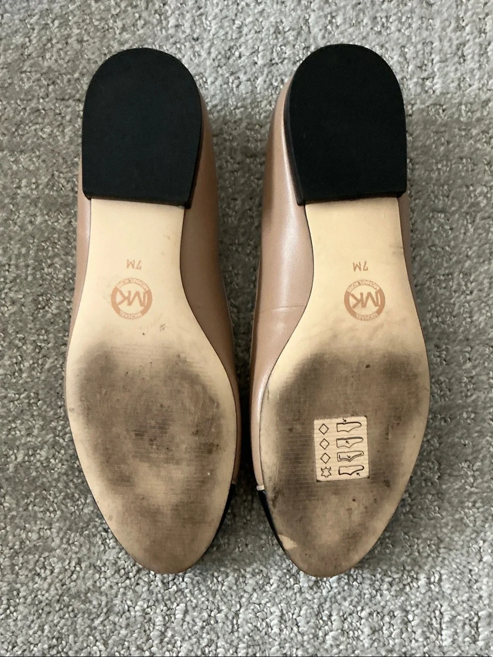 Michael Kors Blush and Black Leather Cap-Toe Ballet Flats